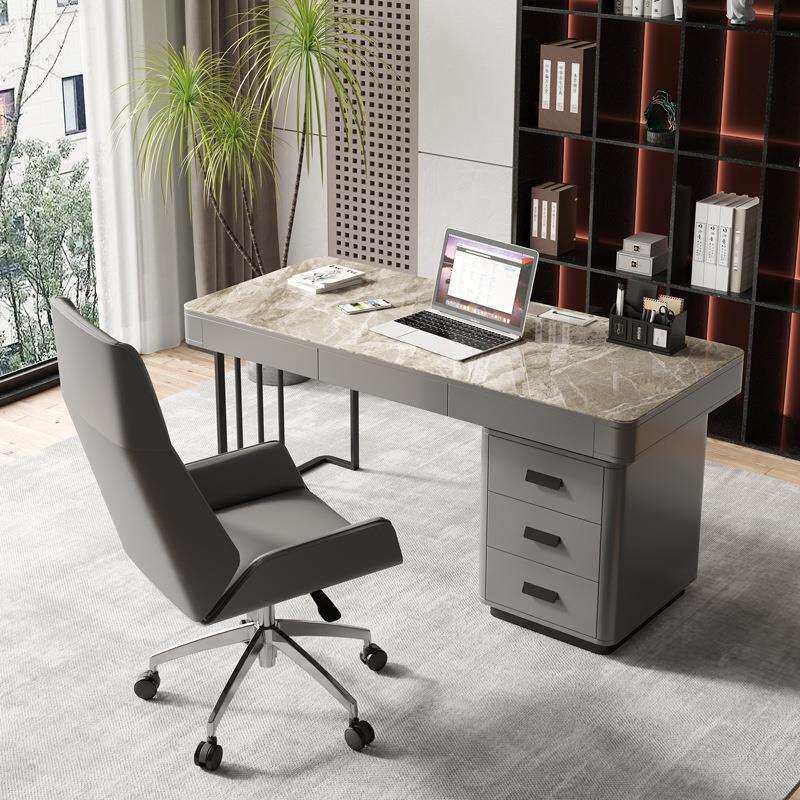 现代简约岩板书桌茶桌轻奢意式多功能一体两用小户型办公桌泡茶桌