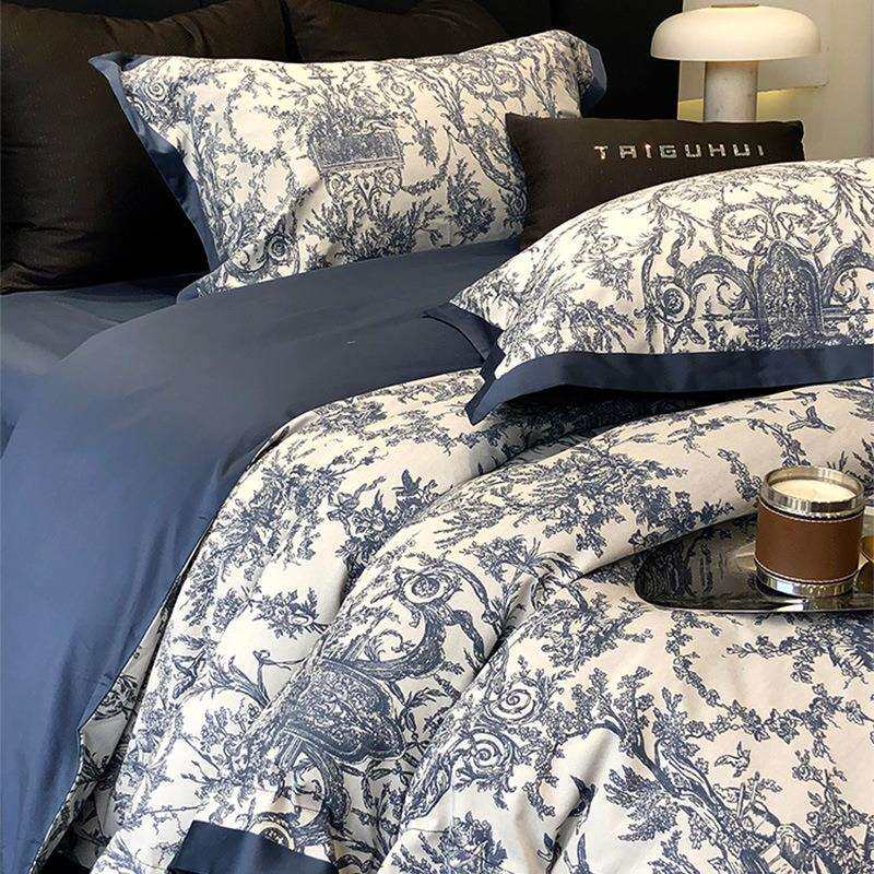 美式复古风大提花100S长绒棉四件套全棉纯棉被套高奢床上用品