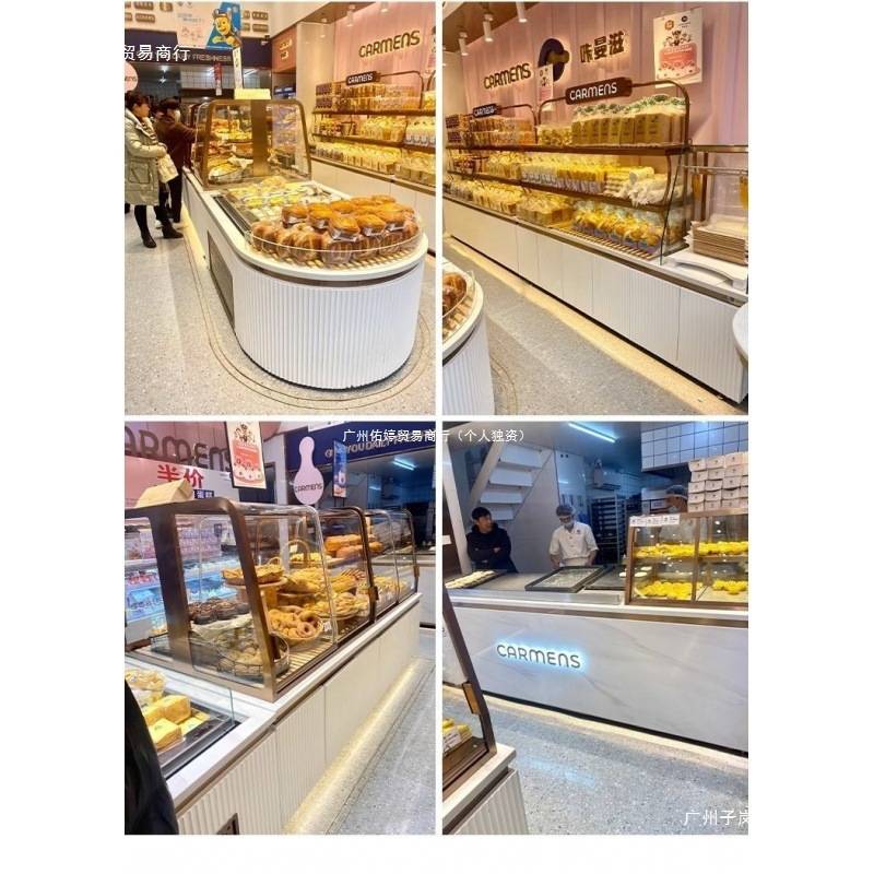 面包柜弧形玻璃展示柜面包中岛柜蛋糕店模型展示柜烘培边柜展示架