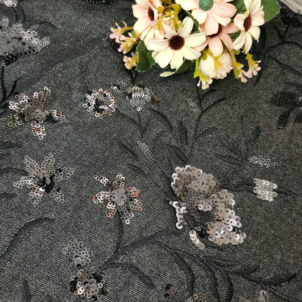EG-191070牛仔布亮珠片EG-19210绣花亮片片绣刺绣面料厂家花2直销