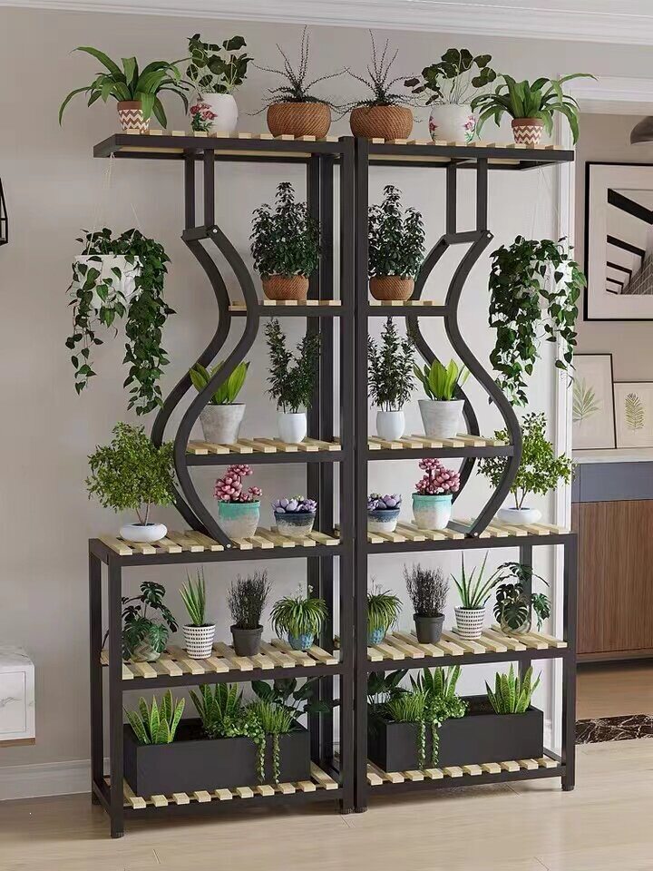 花架隔断花店阳台置物架客厅落地式铁艺花盆架子花架置物架隔断