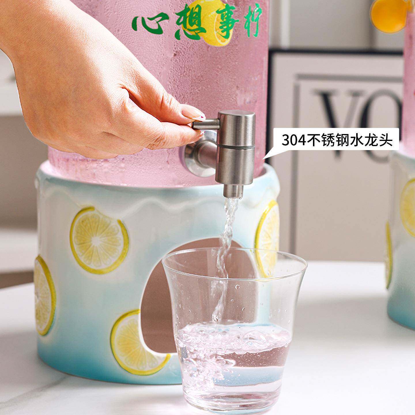 水啤酒桶高温凉量水壶23541桶高硼玻璃家用果汁饮料耐带龙头壶大