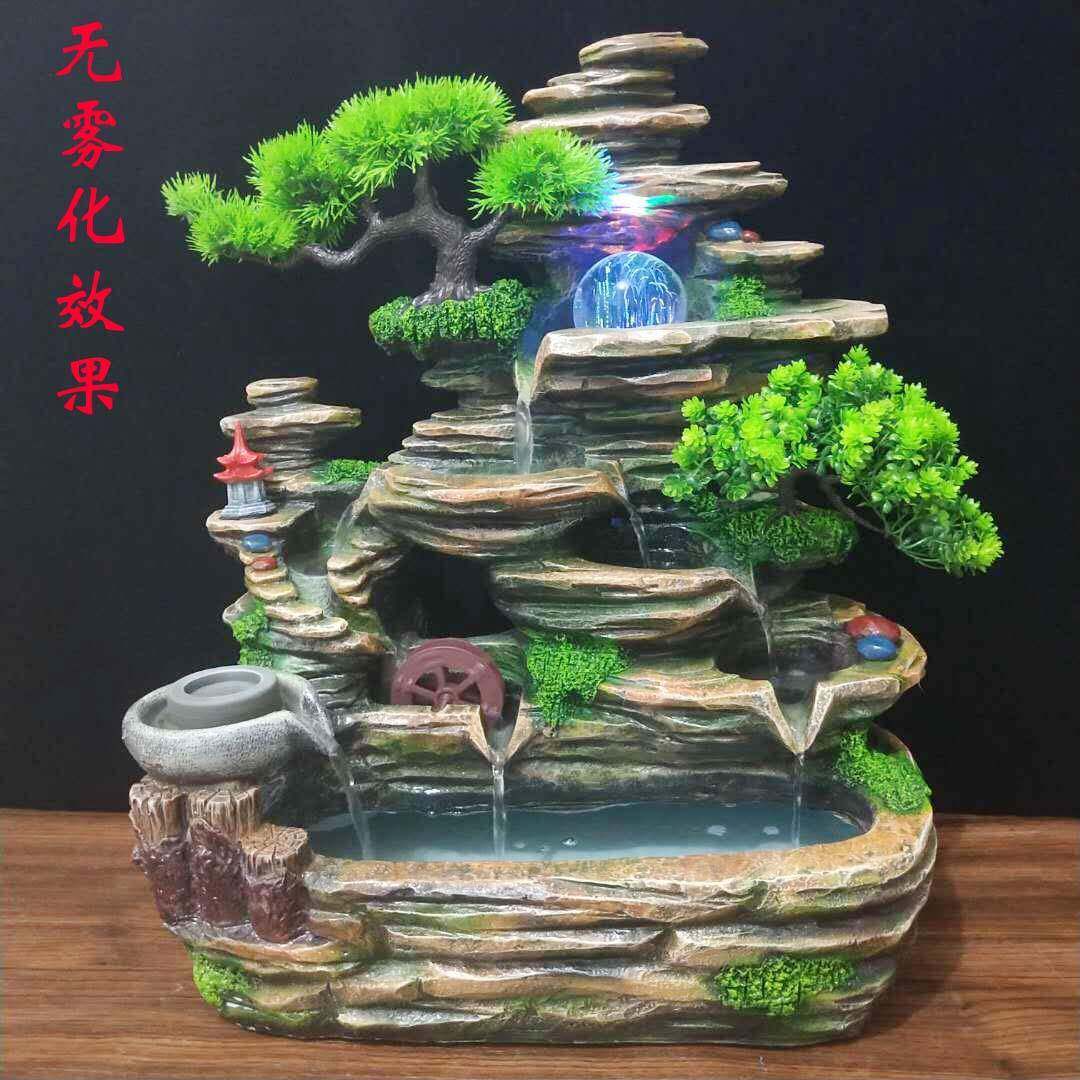 创意假山CSK风水代轮循缸环流水养乌龟鱼现家居落地装饰景流观水