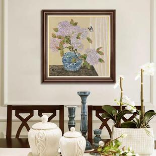 美式玄关柜饰画丁香结纯装油手绘画过道走卧廊餐厅挂画FM796947室