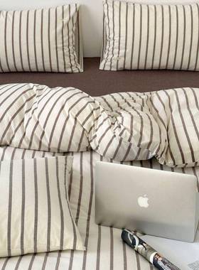 日式条纹A套NNZ类生色织水全棉四件床单被洗套单人宿舍学三件套4