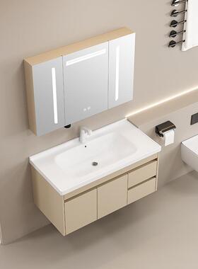 GZ788Z浴室1080柜奶油一体智陶瓷盆浴室风柜组合能化妆镜柜卫生间