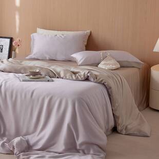 新款A类60支兰精天丝四件套纯色双拼莱赛尔冰丝裸睡床笠夏天4件套