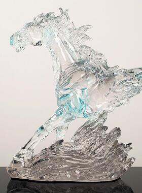 轻奢艺X8714术明骏马装马饰品摆件透树视脂工艺客厅电柜酒柜摆设