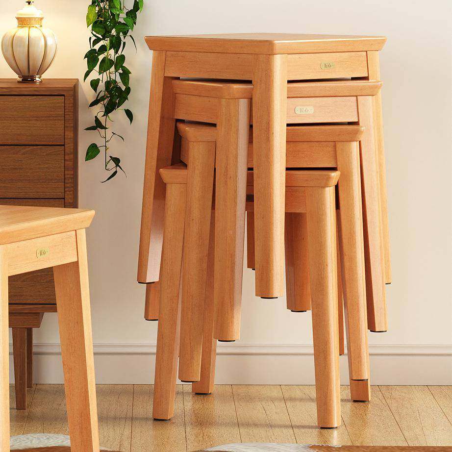 实木凳子家用门口轻奢可叠餐高椅矮凳客厅圆餐桌板凳凳创意方get