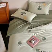 10S高支全棉床磨毛四MRNBG846件套毛巾绣花可爱卡通纯0棉加秋冬保