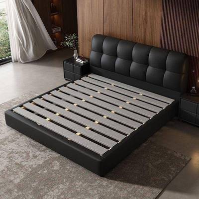 意式床主现代简约11.5米.8米小户型婚床黑色泡软包卧JQF芙储物床