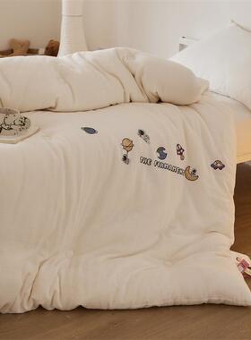 冬季2025新tdc款棉双纱大维豆纤被子春秋被加厚保暖全床上用品层