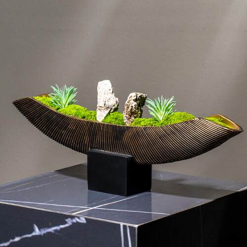 处新中式花艺房YB-DZ-HY仿真植绿观样板客厅售楼永生植物青苔盆栽