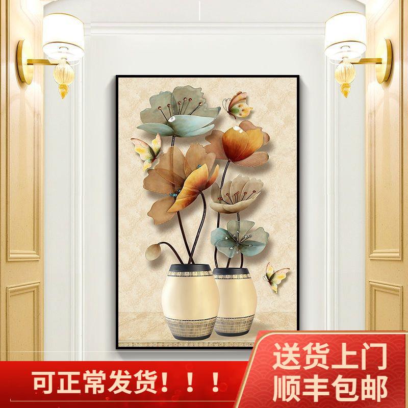 花卉花廊走过道画客厅玄87061338关挂装饰画瓶酒店宾馆竖版单幅墙