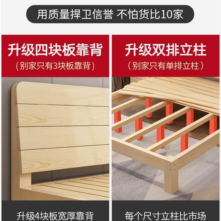 实木床1.房8米现代简约双人床1.5米出租经济1型.2LS-001人米简易