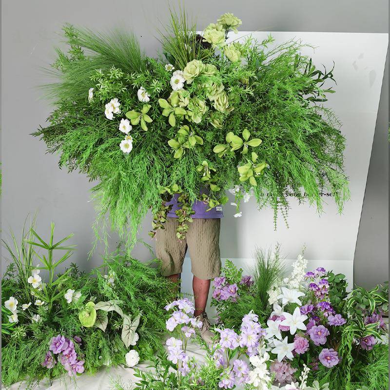 森系仿真花成品挂花结婚布森系成品挂置美陈影棚卡花绿植假地排花