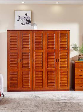 IL现中式全香樟木衣柜六组门合卧室实代木34808五加顶柜衣橱柜卧室家