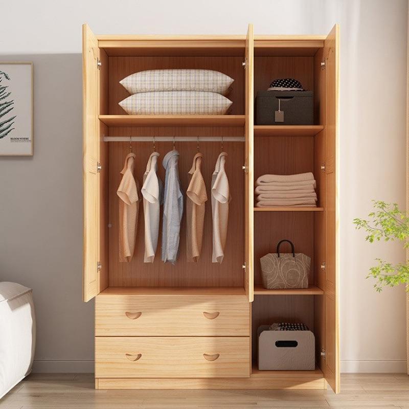 儿童实小衣橱柜木家用卧室BNV全实木木大衣现代简约开门纯原松木