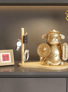入户玄zls20240客关招财猫钥收匙纳摆件收厅家居饰品前台银台摆设