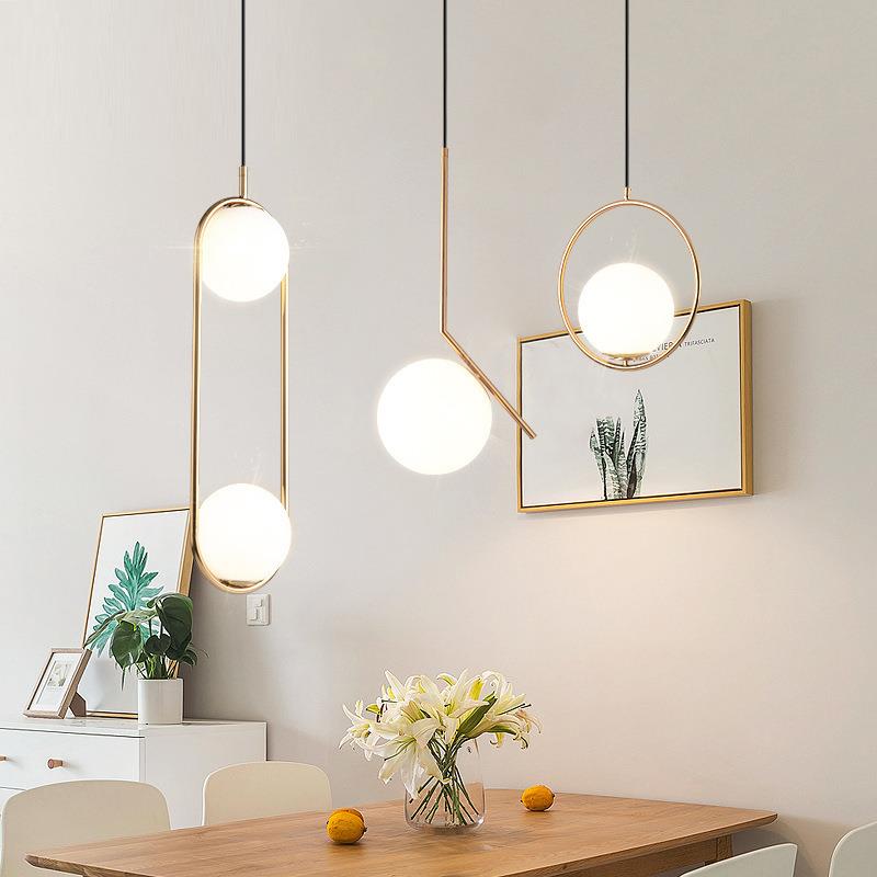 552简约个头性圆吊球玻璃小灯网红服装店餐卧厅吧台室床单头轻奢