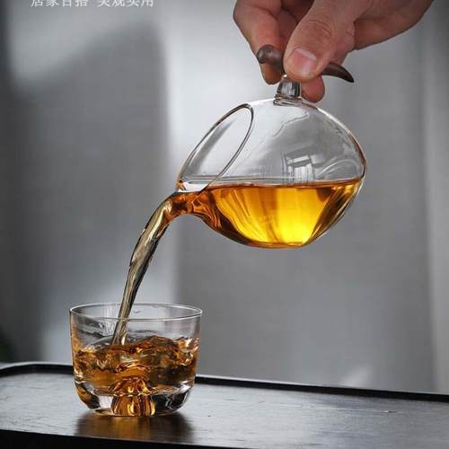 把一玻璃公木道杯带茶漏体小茶号茶海公杯套装茶WWY具功夫茶分器