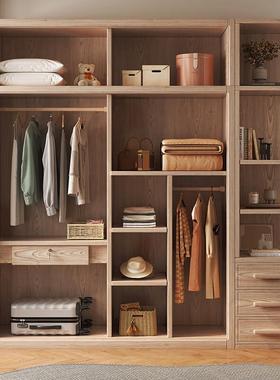 白蜡木实推拉移门衣柜新款户家用橱YH-05506卧室实木木柜子小型顶