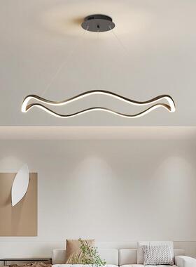 铝材圆M圈线条吊灯简约黑主白色护眼全光谱智能8025C房间卧室吊灯