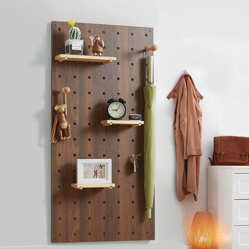 9U木创意玄关工门小舅入户玄关木质洞洞板置物墙架口收面纳衣架壁
