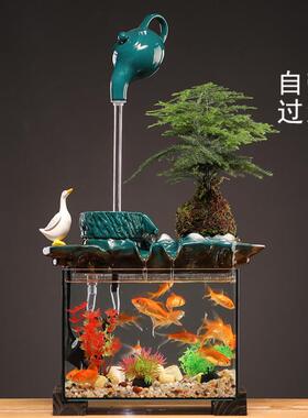 客厅QErltjXE过器鱼缸流水摆件循环的水创意家装饰滤办公室桌面居