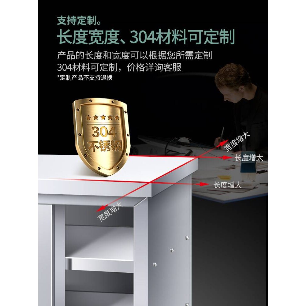包邮不锈钢家用拉门工作台厨房桌子打荷操作台切菜商用台面案板柜
