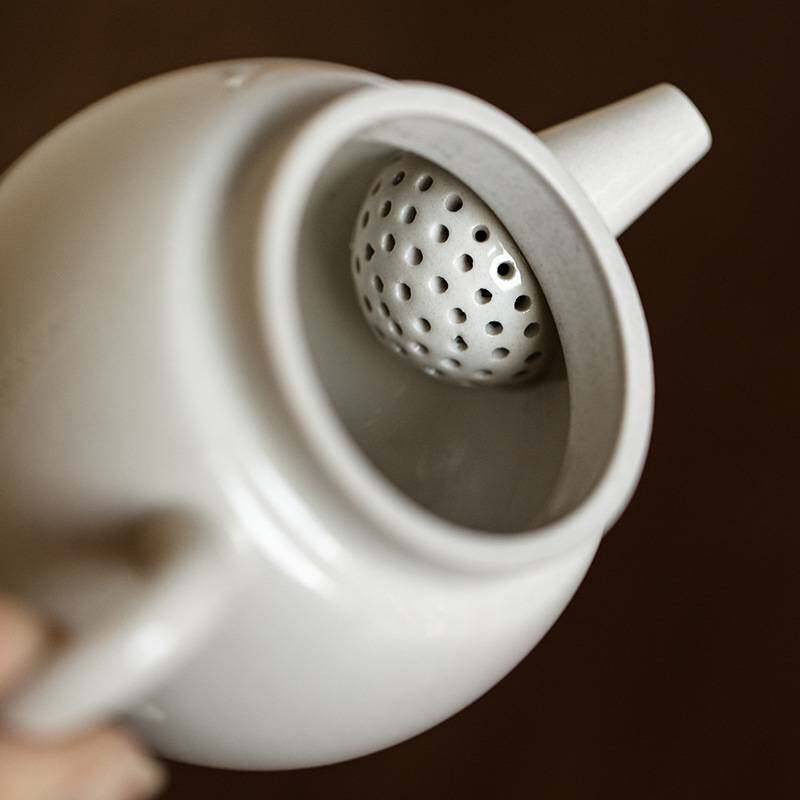 景德镇草木灰釉日式手工茶壶陶瓷泡茶手执壶单个小壶球孔过滤茶器