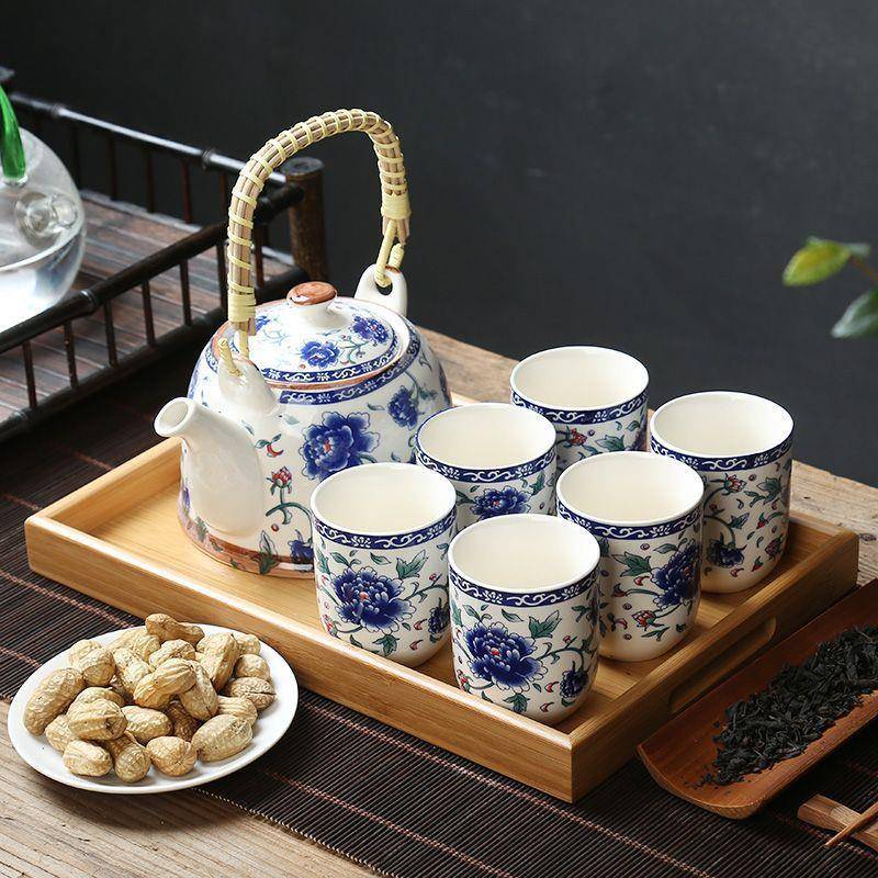 汝窑WJepXakb茶用套装大号茶壶茶盘陶瓷青花瓷夫提梁壶家约具厂家