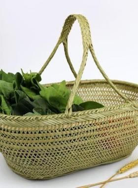 篮菜篮子竹编手工收纳水果手提筐RDi5eW57篮竹篮子竹圆篮竹器挂鸡