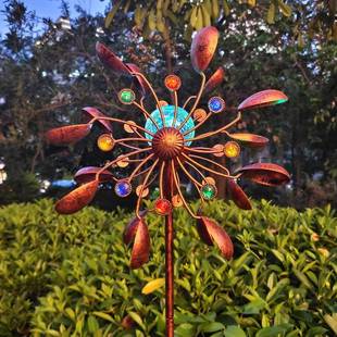 出口亚马玻W G18000逊热销花园插带阳能件璃球L太ED灯古铜色庭院