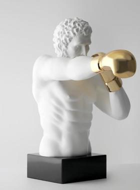 现代简创MHE约意物拳击手人雕塑树脂摆厅件客玄关酒店电视柜家居