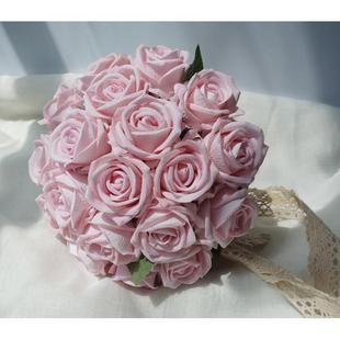 欧美花仿真MG2新娘手捧玫瑰婚庆用品简约风格 布婚艺绢花庆假道具