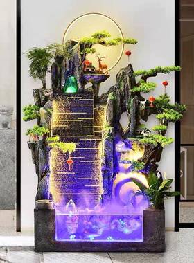 水大型假山厅鱼缸流喷泉摆件招财客室内造景观玄关循环开业水ETP
