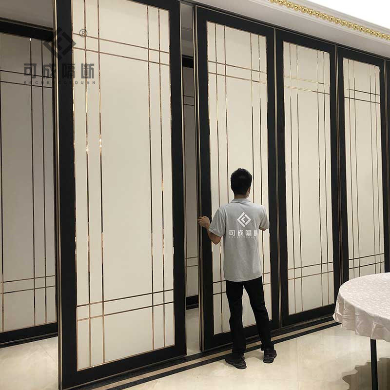 饭店餐厅活动隔断可折叠屏风隔断双色拼接酒店移动隔断墙