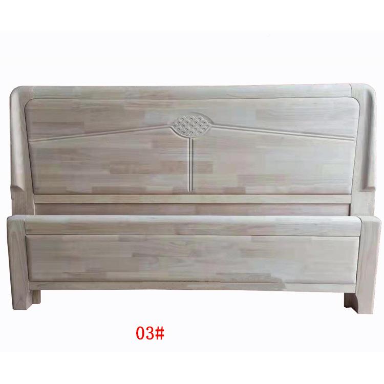 简约橡胶木白.胚双人单床实18米主卧人床轻奢款木婚床白茬床头床