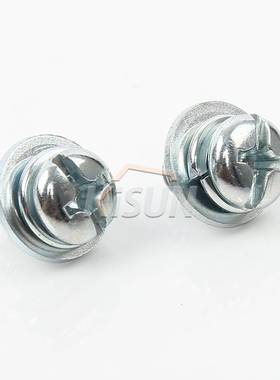 连接件十一字槽盘头螺钉弹垫平垫三组合件GB/T 9074.8现货镀锌