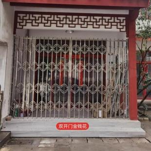 家304锈拉闸门护栏手动用推不拉伸缩门室外折叠门钢户详情外商铺