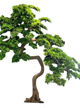 新中式真松树迎客罗汉松室内盆摆件造景观装饰大型wxl-32松仿假树