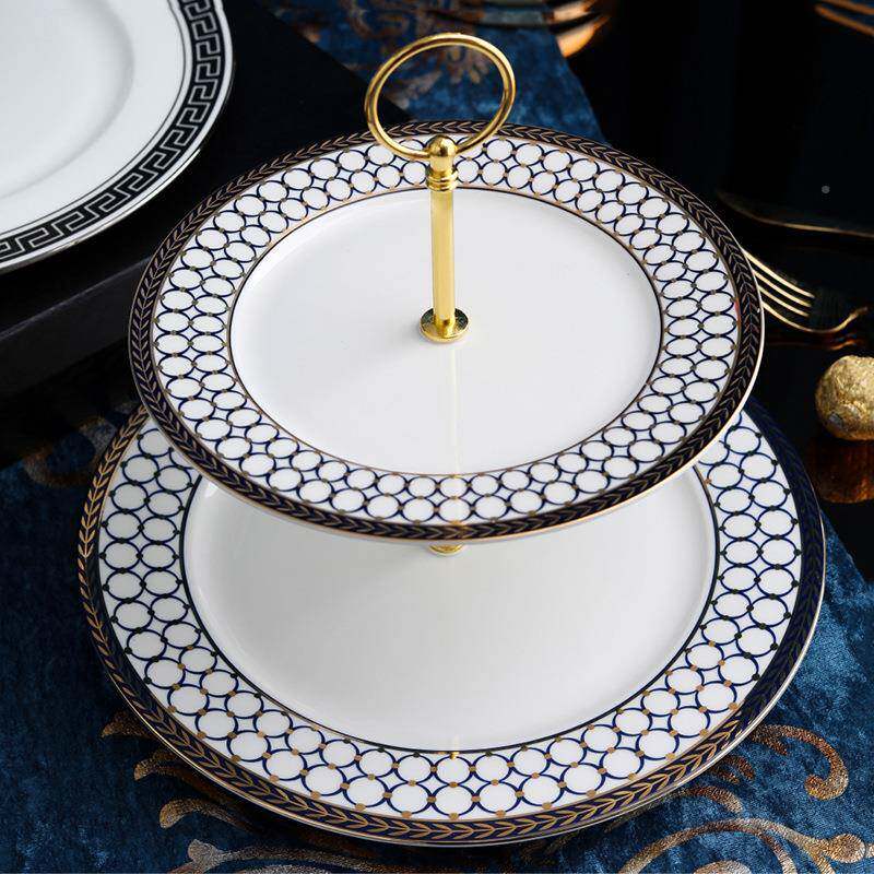 点心商用轻奢高档双串盘果盘蛋078盘盘家用创意层下午茶糕多层甜