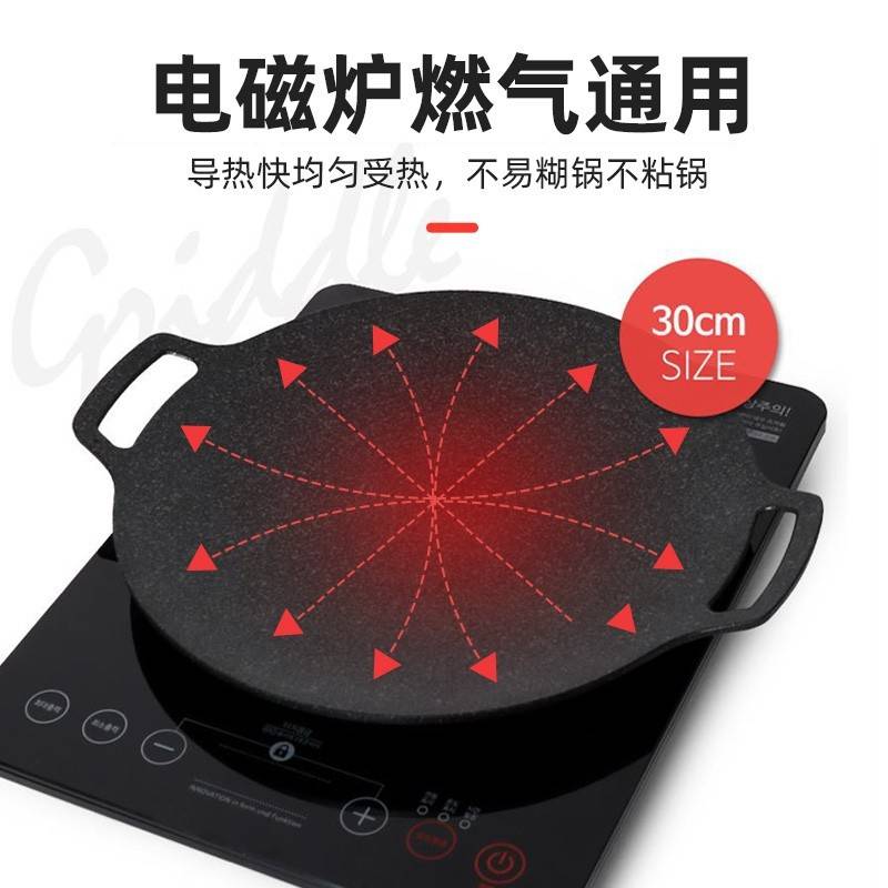 双耳烤肉盘家用烧烤盘户外电磁炉麦饭石电火双用电磁炉灶千石智