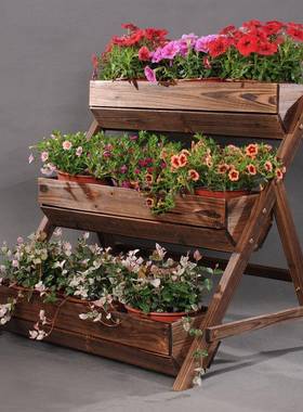 创意户外摆院景观装饰阳台花盆10036981落复古木质花架件地花园布