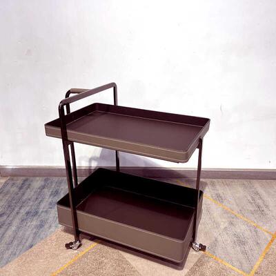 #新款意055式极双简小茶几简约奢马鞍轻皮可移动边几小推车层黑