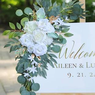 马逊新款 仿真亚迎宾花指牌示花艺拱门门楣花角A505大号花婚礼花户