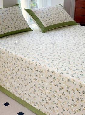 纯棉老粗布床单单件100全棉碎花cw单人棉亚麻舍被单套枕2三宿件麻