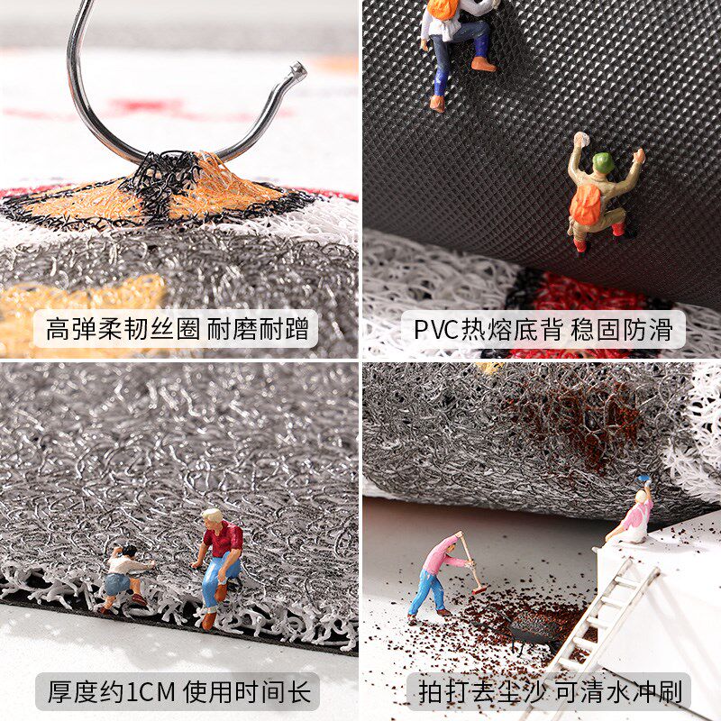 2024新款地垫入户门垫进门口丝圈免洗脚垫玄关门垫可裁剪耐脏地毯