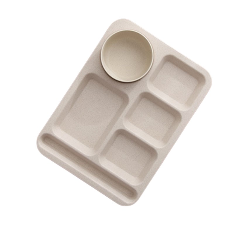 防摔快餐盘分格盘小麦秸秆学生饭盘大容量食堂餐盘家用防摔分格盘